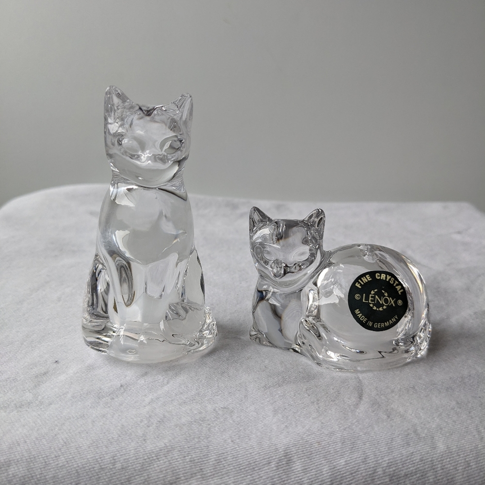 Lenox Dash of Elegance Crystal Cats Salt and Pepper Shakers Set Discontinued